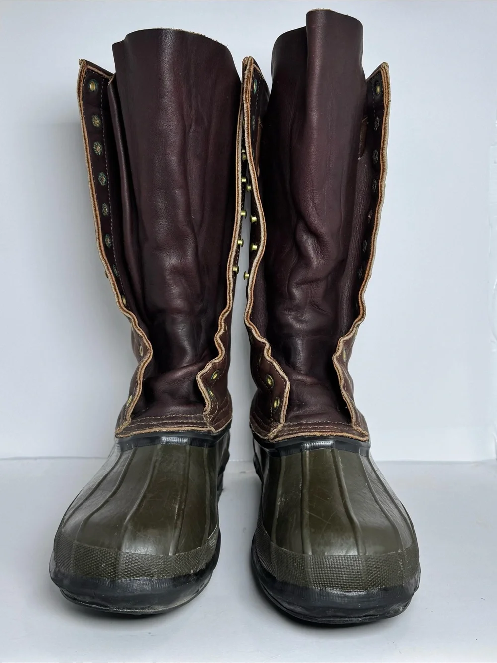 Vintage 90’s Schnee’s Hunter Pac Boots Men 10 Made USA Leather Insulated Hunting